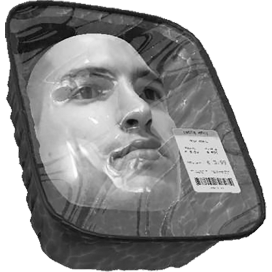 Elia Bertolaso's face in a meat package created with an Instagram
          filter